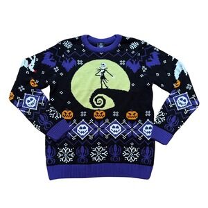 Merchoid Nightmare Before Christmas Sweater Mens‎ Black Jack Skellington SIZE M